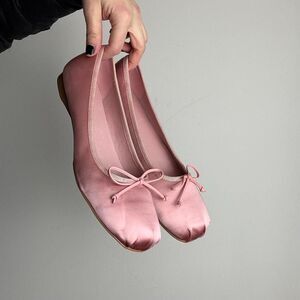 Jeffrey Campbell Pink Satin Ballet Square Toe Flats